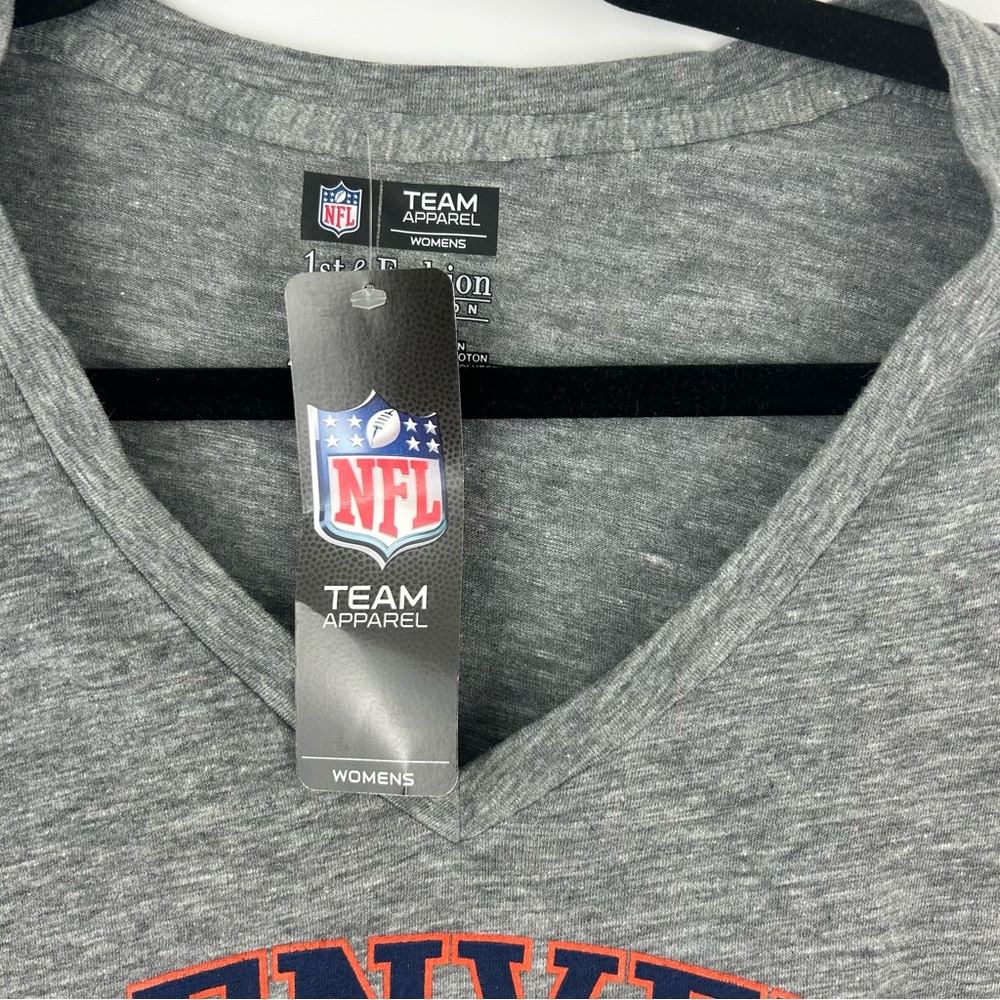 NFL Team Apparel Gray V-Neck Denver Broncos Tee size Large - Picture 2 of 6